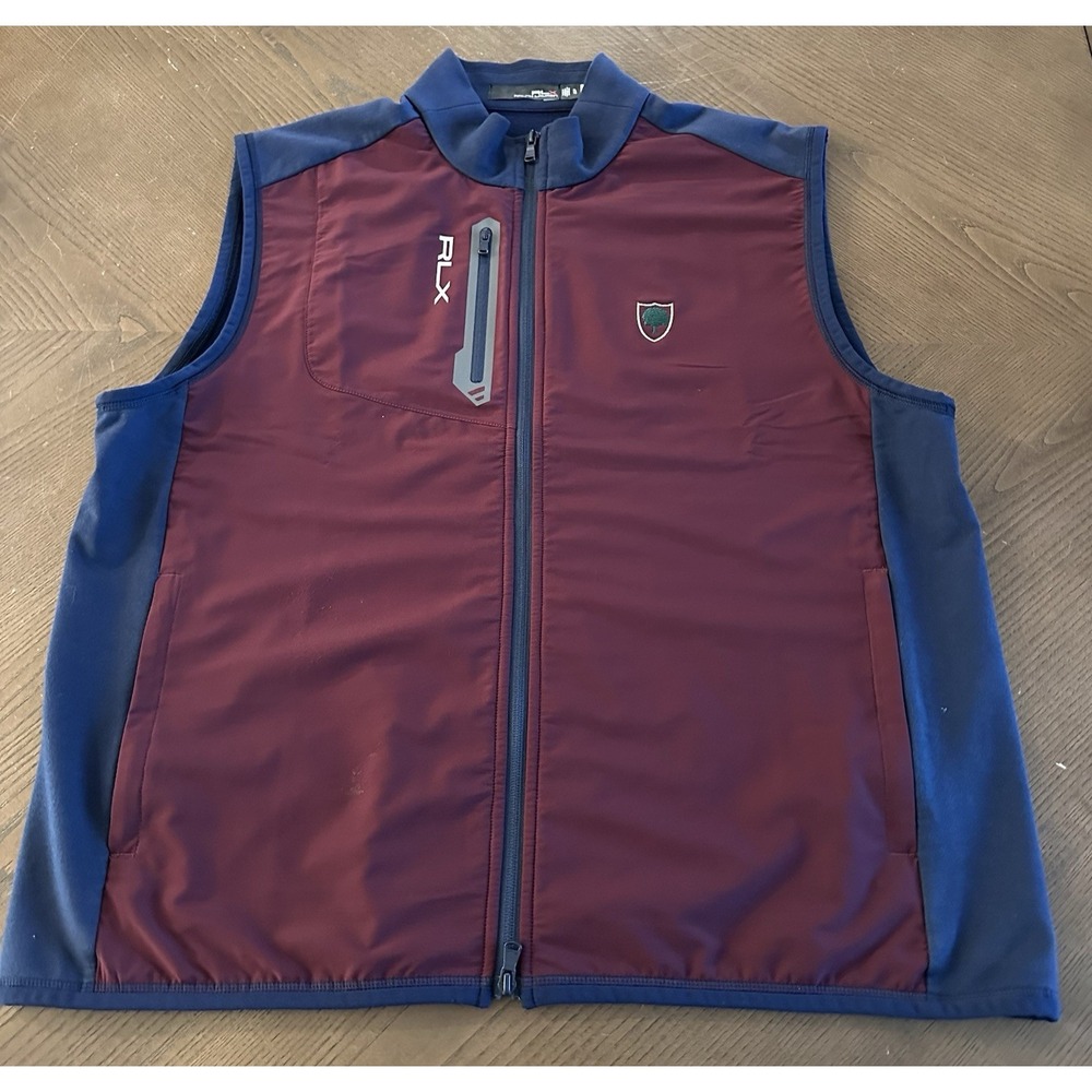 RLX Ralph Lauren Men's Sleeveless Vest in Burgundy and Navy